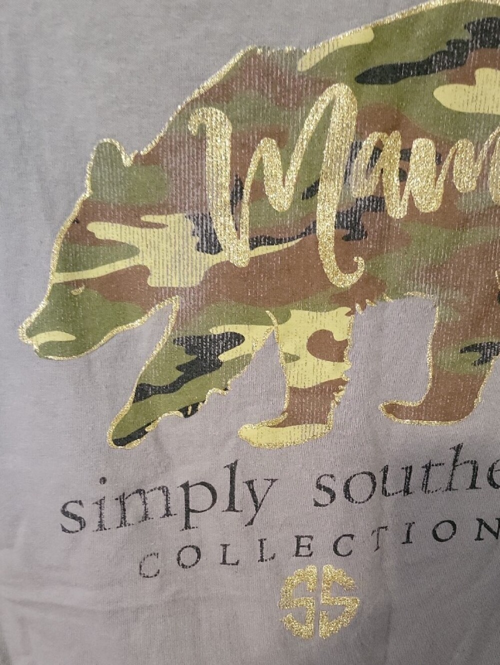 Simply Southern Gray Short-Sleeve Tee with Camo Gold Bear - Picture 5 of 6
